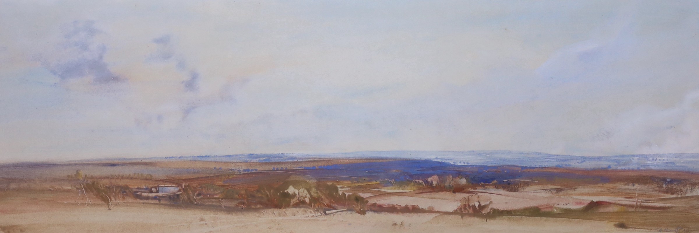 Cecil Arthur Hunt R.W.S. (1873-1965), watercolour, ‘Dartmoor’, signed, John Magee label verso, 26 x 74cm